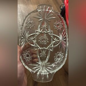 Anchor hocking Star of David glassware split divided relish dish